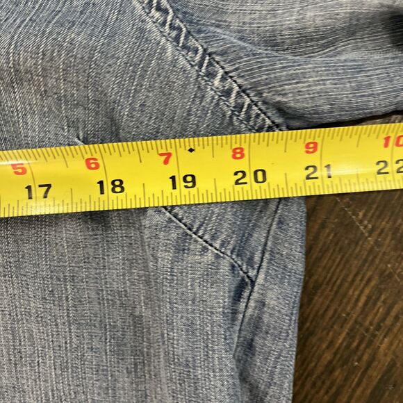 Velvet Heart Shirt Dress Women’s M Blue Chambray Tencel Roll Tab Sleeve Pockets - Picture 9 of 11